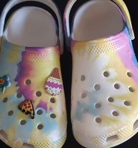 Gently used size 13 crocs with 3 jibbitz